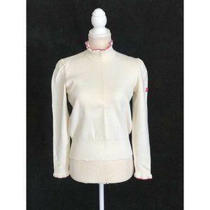 RARE Demetre Wool Sweater Cream W Pink Trim